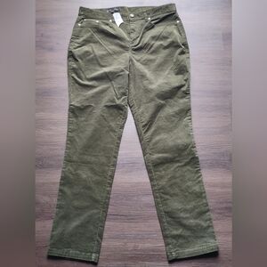 Brooks Brothers Women's Olive Green Corduroy Pants 12 Straight Leg Mid Rise NEW